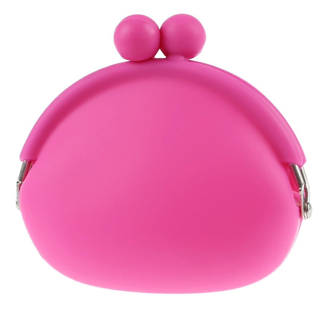 Coin Wallet Silicone Purse Pouch with metal buckle Fuchsia on