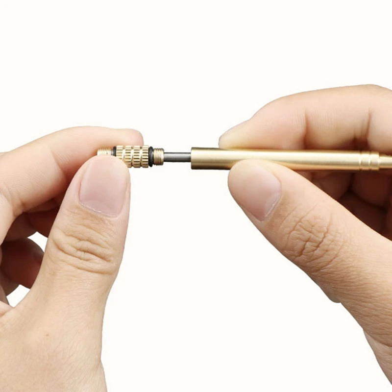 Brass Portable Waterproof Warehouse Titanium Toothpick Combination One Toothpick Holder Titanium Ear Spoon+ Brass Barrel
