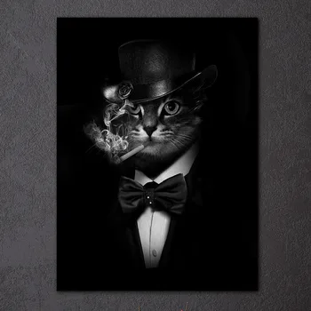 

1 Pieces Smoking Gentleman Cat Wall Art Canvas Pictures For Living Room Printed Canvas Painting Wedding Decoration