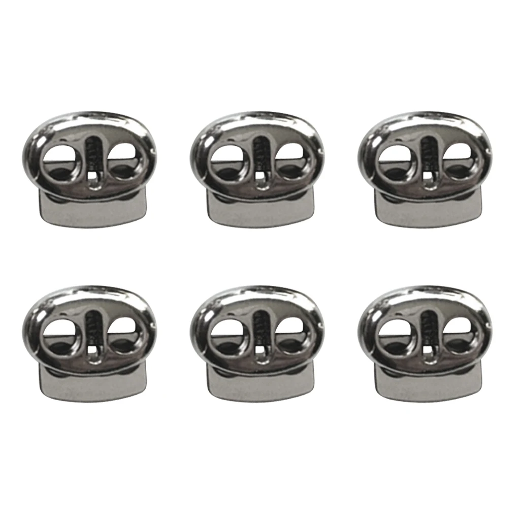 6Pcs Double Holes Oval Bean Lanyard Cord Lock Stopper Fastener Slider for Luggage Clothing Backpack