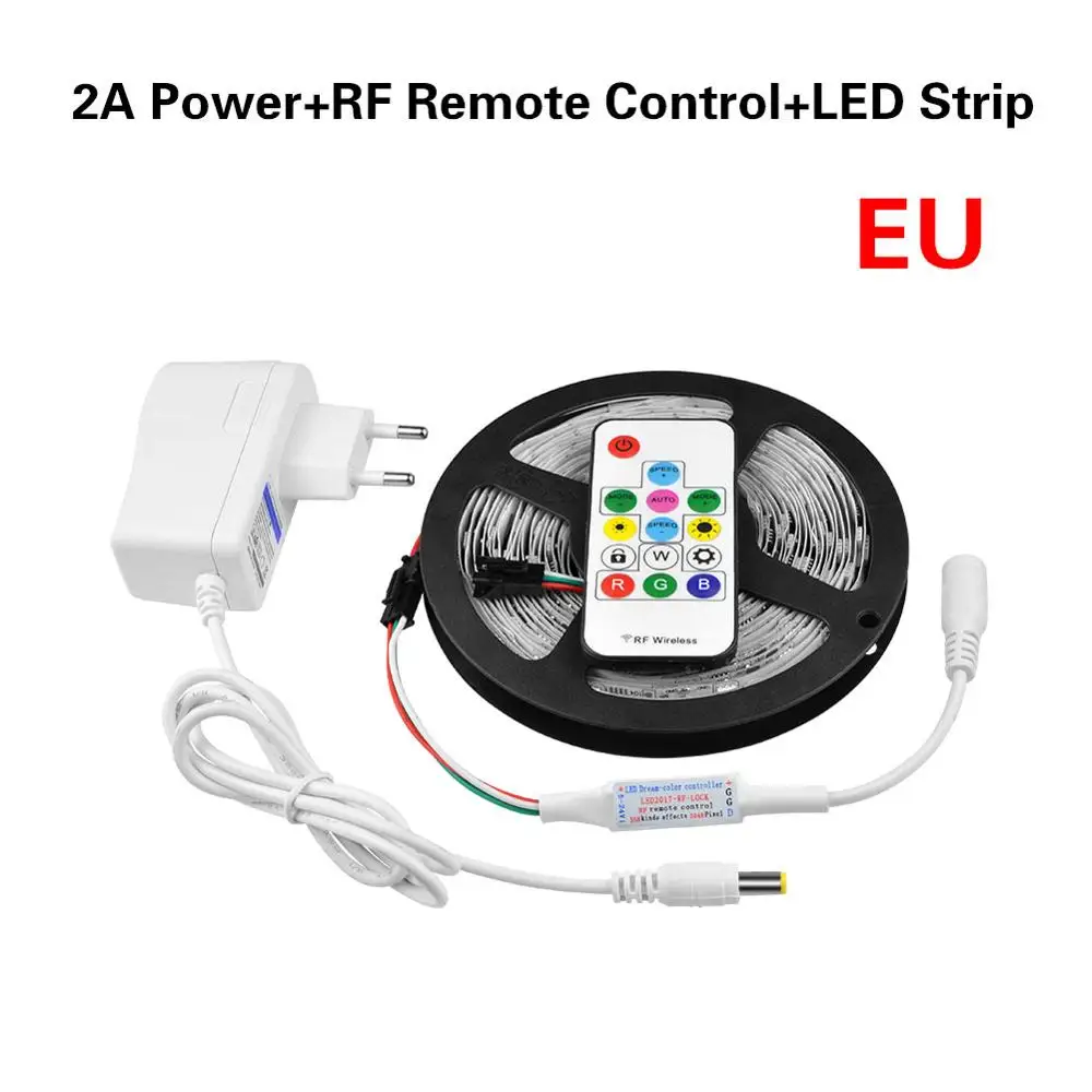 Светодиодные ленты света WS2811 DC12V RGB 30 светодиодный s/М, 5 м 5050SMD программируемый индивидуальный адресуемый цифровой мечта Цвет ленты лампы - Испускаемый цвет: With EU Power