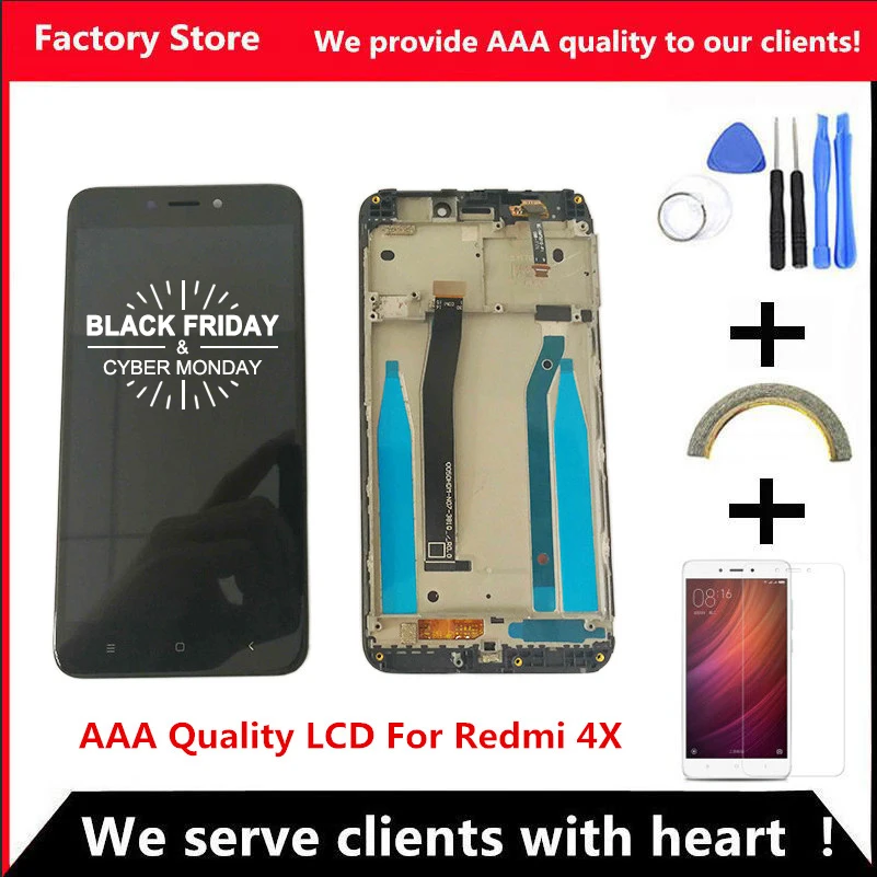 

AAA Quality LCD+Frame For Xiaomi Redmi 4X LCD Display Screen Replacement For Redmi 4X Digiziter Assembly