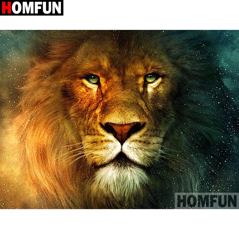 Алмазная 5D Вышивка HOMFUN Лев картина из квадратных/круглых страз сделай сам