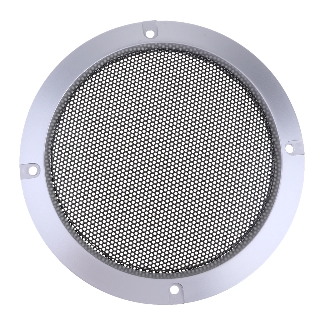 5 Inch Speaker Grills Cover Case with 4 pcs Screws for Speaker Mounting Home Audio DIY 153mm Outer Diameter Silver