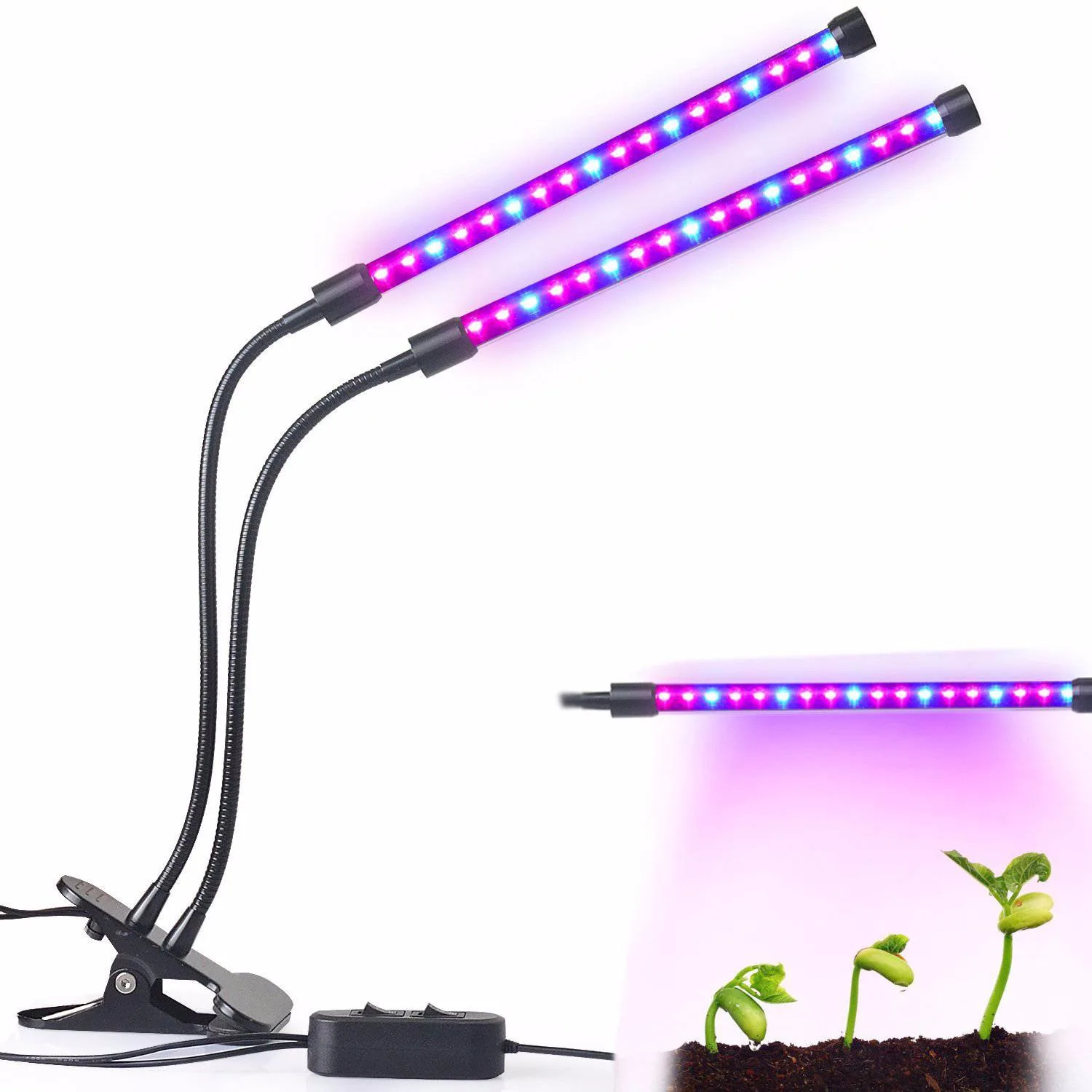 

Dual-lamp LED Grow Light Plant Grow Lamp Lights Bulbs 18W Dimmable 2 Levels