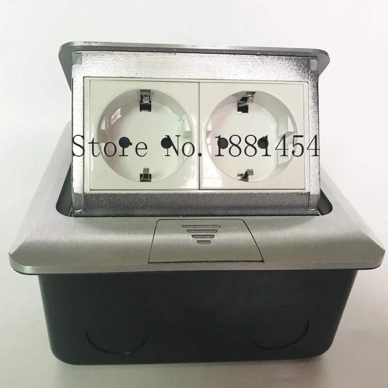 

Aluminum Silver Panel EU Standard 2 Way Pop Up Floor Socket Electrical Outlet Modular Combination Customized Available Sockets