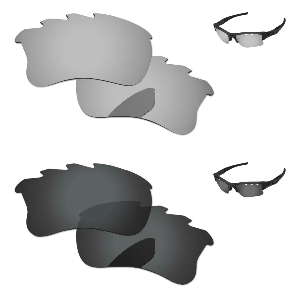 Черный и серебристый хром 2 пары Поляризованные замены линзы для бронежилет XLJ солнцезащитные очки с отверстиями Frame 100% UVA и UVB Защита