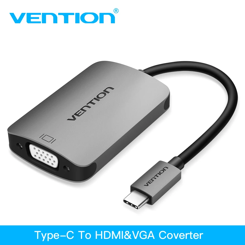 Vention USB C Type C to HDMI VGA Adapter 2 in 1 USB 3.1 Type-C Converter Cable for MacBook Pro Chromebook Pixel Huawei Mate 10 Vention USB C Type C to HDMI VGA Adapter 2 in 1 USB 3.1 Type-C Converter Cable for MacBook Pro Chromebook Pixel Huawei Mate 10
