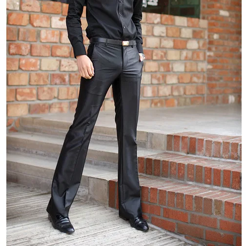 Бренды bonspol новые мужские брюки деловые повседневные брюки Slim корейской прямые брюки формальные мужские брюки - Цвет: shiny black