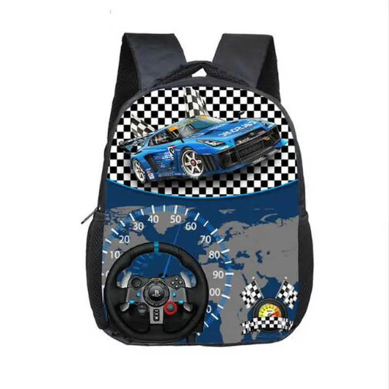 12 Inch Cute Racing Car Toddler Backpack For Kids Children School Bags