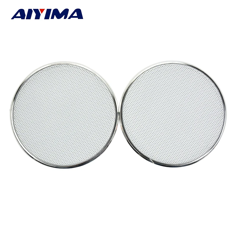 

AIYIMA 2PCS 3Inch Speakers Protactive Cover Silver Plating Car Audio Speaker Cover Tweeters Grille Waffle Mesk Grills