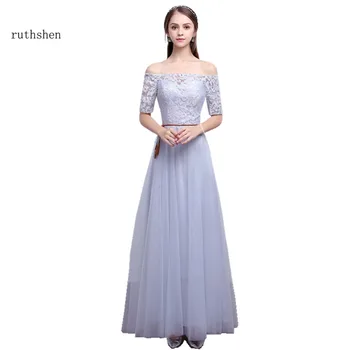 

ruthshen Bridesmaid Dresses Long Lace Top Ruched Tulle Wedding Guest Dress Cheap Formal Bridesmaids Dress Vestido Madrinha