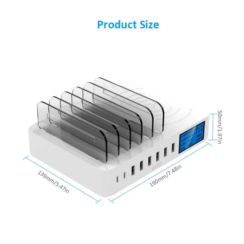 STOD Qi Wireless Charger LED Display USB Charging