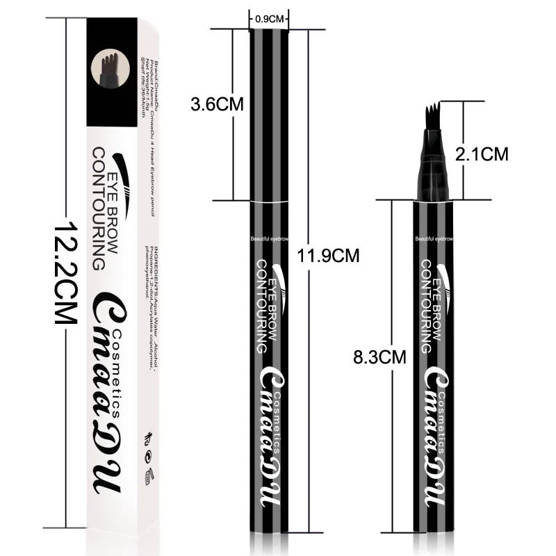 Четыре головки карандаш для бровей Eye Brow ручка для татуажа долговечный водонепроницаемый и от потения-proof жидкая подводка для бровей Карандаш Макияж TSLM1