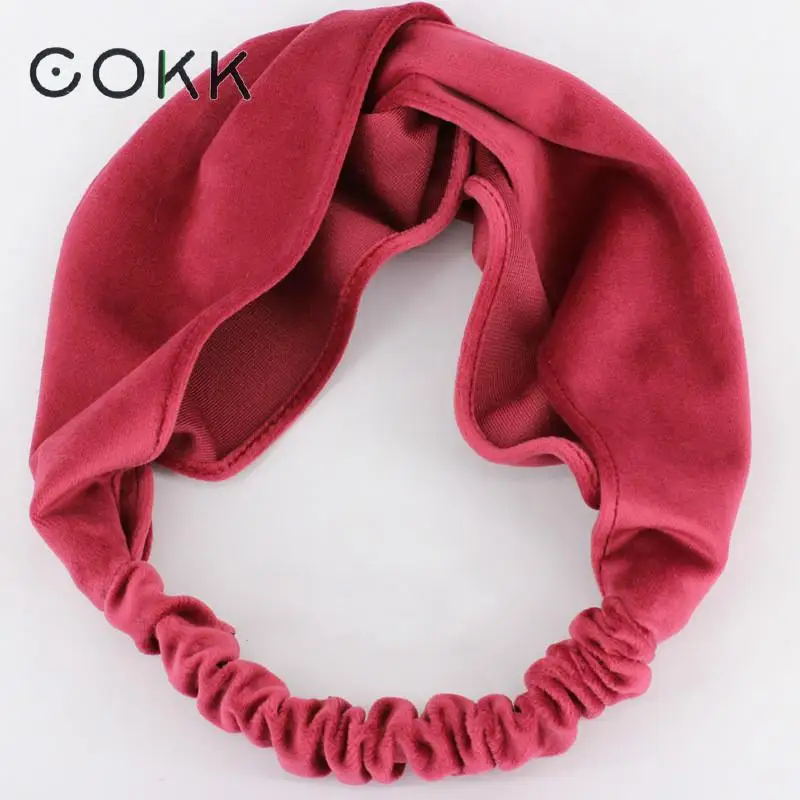 

COKK Autumn Winter Headband Hair Accessories For Women Retro Elastic Flannel Velvet Head Band Hair Bow Turban Sport Yoga Washing