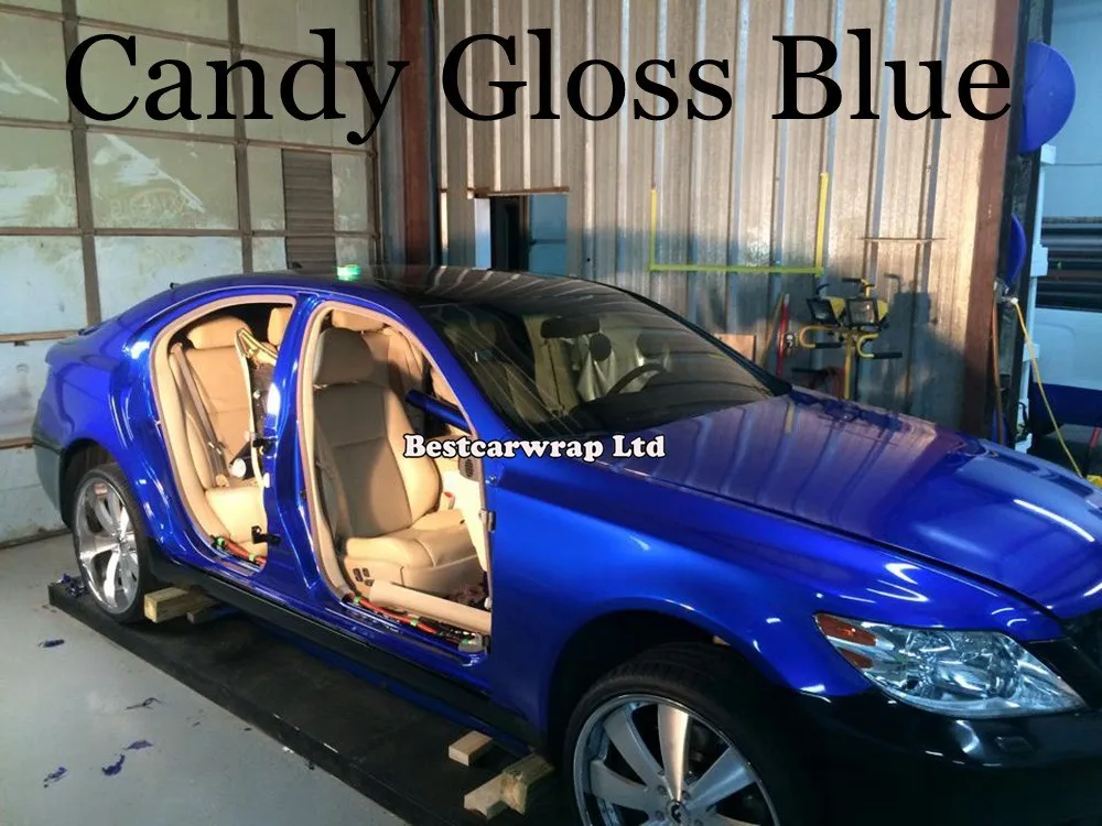 candy gloss blue metallic car wrap film