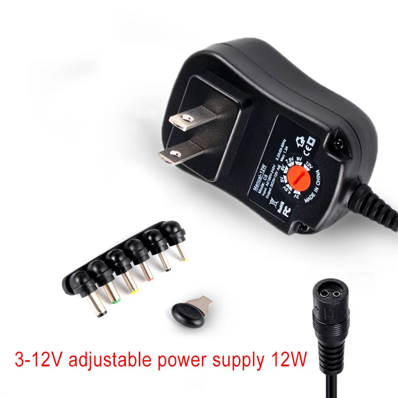 

3-12V 12W Adjustable Power Adapter Cable Plug Charger for LED Light Mini TV Car Electric Toy WWO66