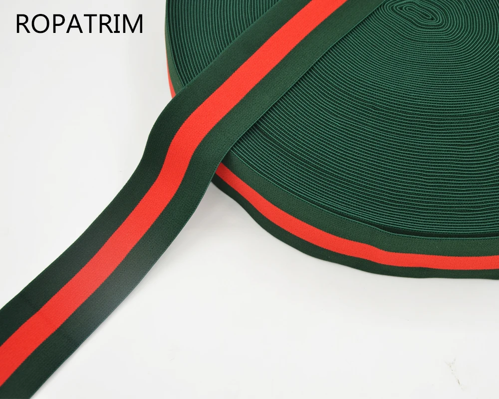 10yards Size 5CM Green Red Green Stripe Elastic Fashion Waist Band