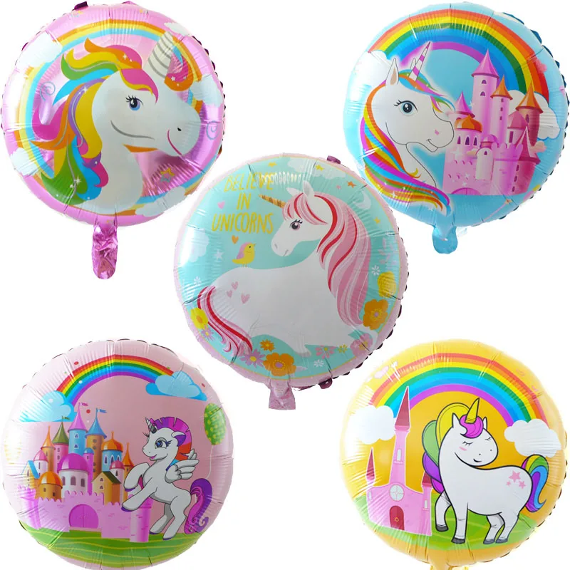 

2pcs Unicorn Balloons Unicorn Theme Party Round Foil Balloon Wedding Children's Day Birthday Decor Kids Toys Balloons supplies