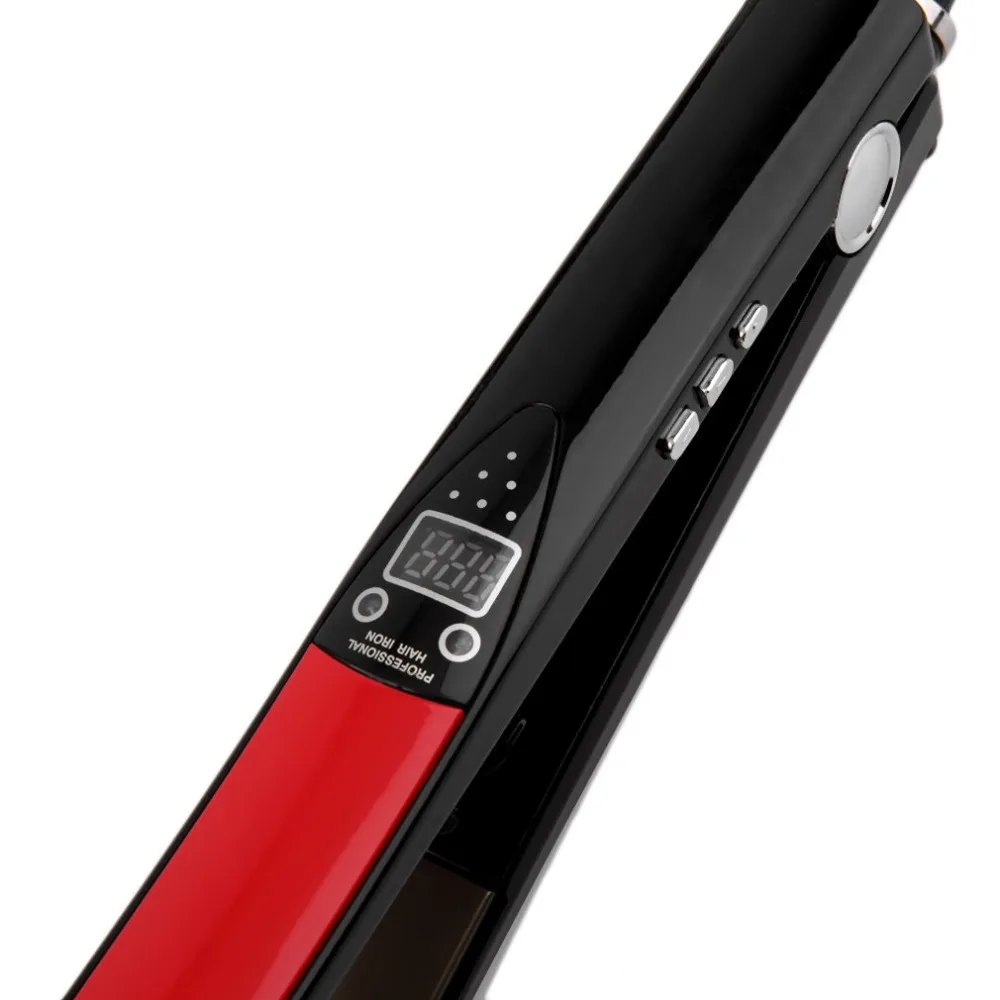 Электрический утюжки для выпрямления волос цифровой ЖК-дисплей Дисплей Титан пластины Flat Iron Керамика выпрямление утюги для укладки