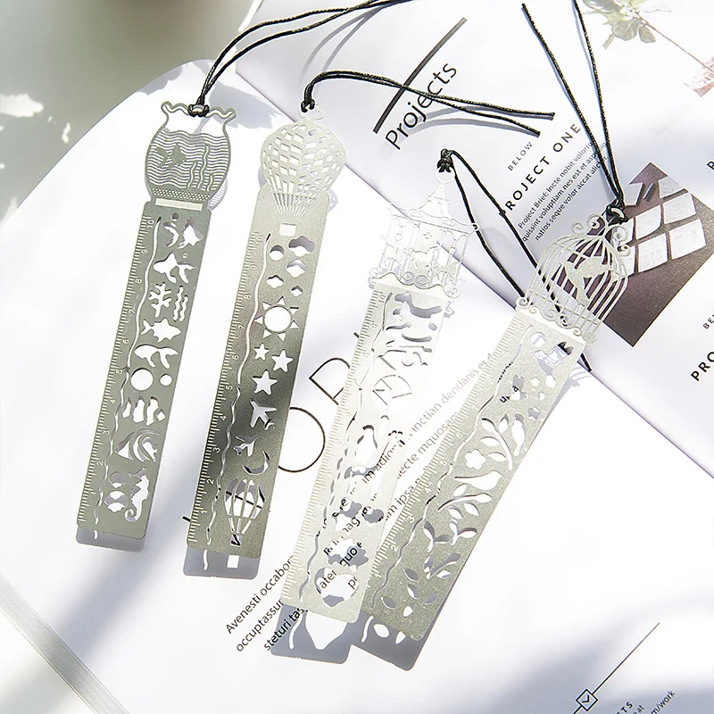 

4 Pcs/lot Korean Cute Creative Metal Straight Ruler Bookmark Hollow Rulers Stationery Office Accessory School Suppy Stationery
