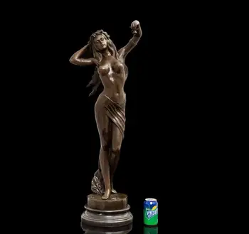 

93CM Western Art Bronze Sculpture Woman Girl garland Bronze Statue