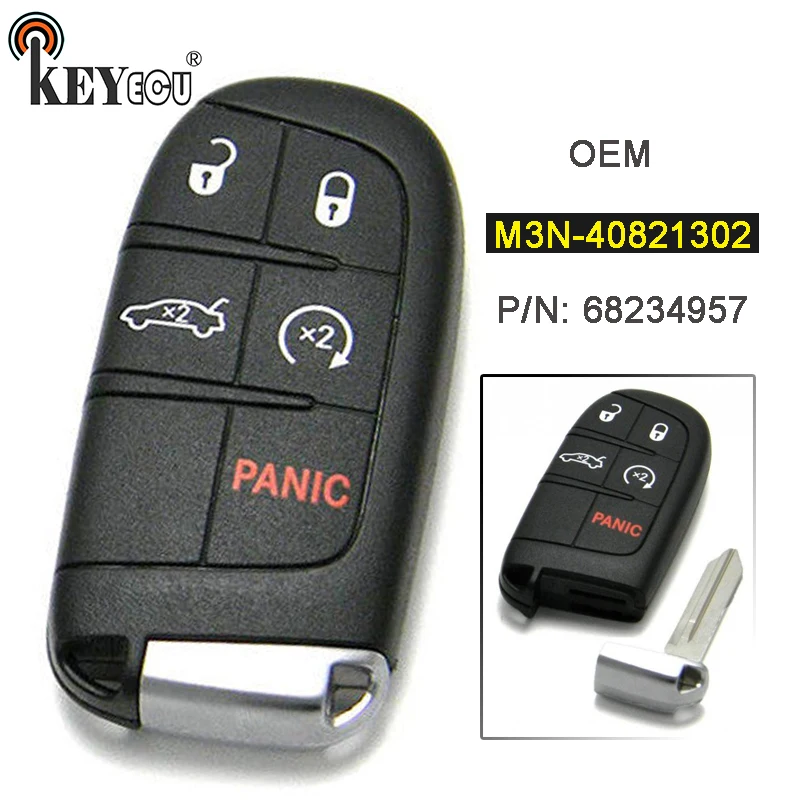 

KEYECU M3N-40821302 OEM Genuine 4+1 5 Button Keyless Entry Remote Smart Proximity Key Fob for Dodge Challenger Charger 2015-2018