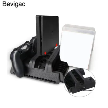 

Bevigac Dual Charging Station Stand Dock Holder w/ Cooling Cooler Fan for Sony PS4 Slim Pro Controller Console Game Accessories