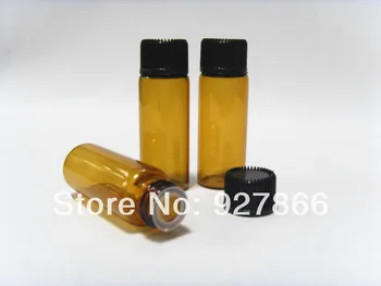 

Lot of 200pcs 5ml Amber Small Glass Bottles/Vials container with PP Screw lid and stopper insert, NEW & EMPTY,Free Shipping