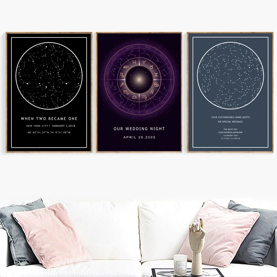 

Modern HD Print Nordic Home Decoration Constellation Map Wall Art Canvas Painting Pictures Vintage Poster For Living Room Modula