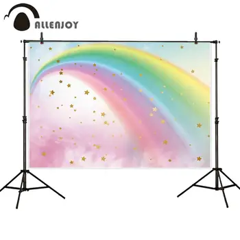 

Allenjoy photography backdrop fantasy rainbow stars colorful sky baby shower background photocall photo studio fabric