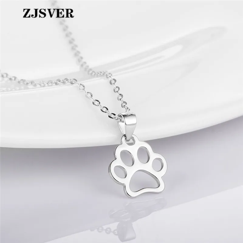 

ZJSVER Fine Jewelry 925 Sterling Silver Necklace Dog Footprint Shape Pendant Minimalist Silver Chokers Chain Women Necklace