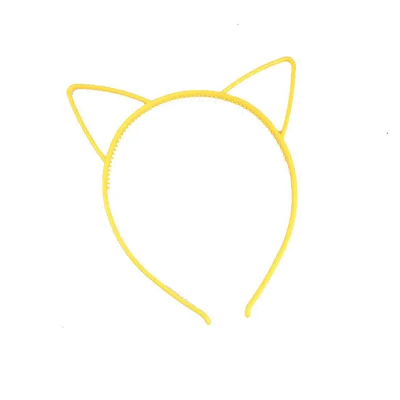 Детская черная повязка на голову с кошачьими ушками, модная повязка на голову для девушек, Сексуальная повязка на голову для детей, аксессуары для волос на день рождения, обруч для женщин - Окраска металла: yellow