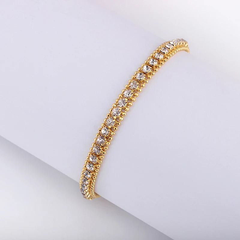 

Hip Hop Men Bracelet Gold Iced Out 1 Row Rhinestones Chain Bling Crystal Bracelet Elegant Style Gift For Wedding/Birthday