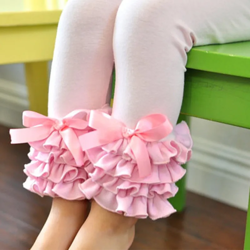 

2-6T Cotton Leggings For Girls Ruffles Pleated Kids Pants For Girls Popular Trousers For Girls Toddlers Children's Leggings 2017