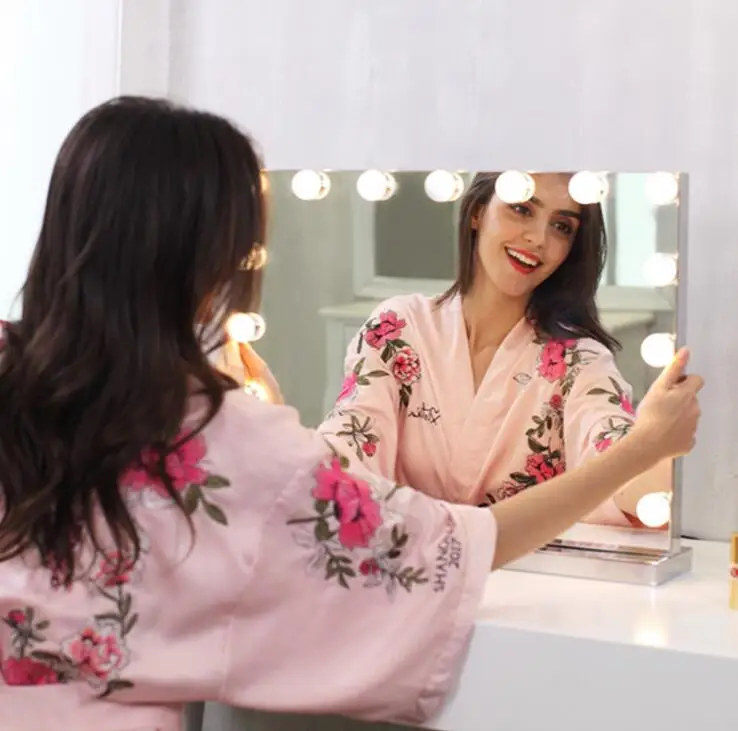 

Frameless Vanity Mirror with Light Hollywood Makeup Lighted Mirror 3color Light Cosmetic Mirror Adjustable Touch Screen 58*46cm