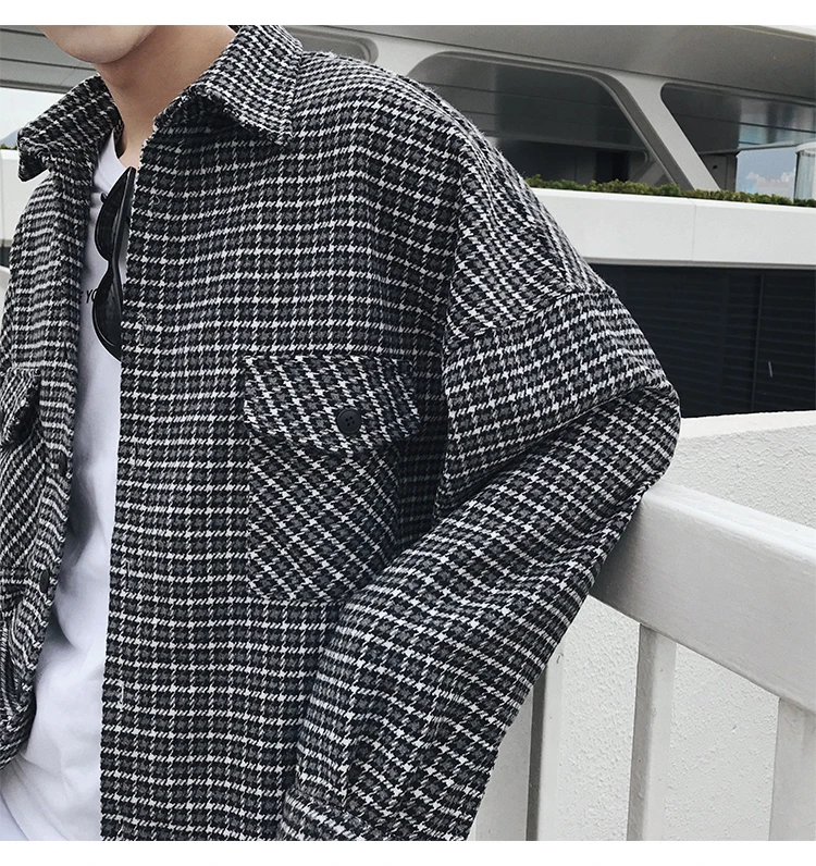 Весенняя плотная одежда пальто в классическом стиле рубашка в клетку с длинными рукавами свободные брендовые модные трендовые рубашки с французскими манжетами Размер M-XL