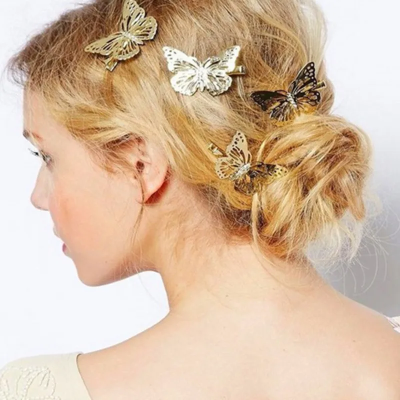 

Shining Metal Hairpins Headdress Golden Butterflies Headwear Hair Cilps Hairgrip Hair Accessories for Women