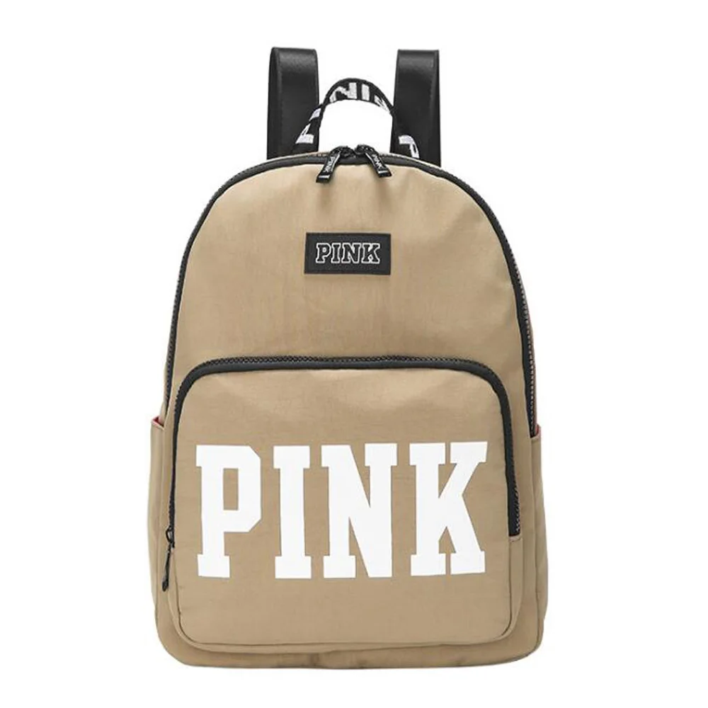 Женский рюкзак розовый женский водонепроницаемый Повседневный простой ученик средней школы сумка модный буквенный мальчик брезентовый Рюкзак для девочек - Цвет: 2