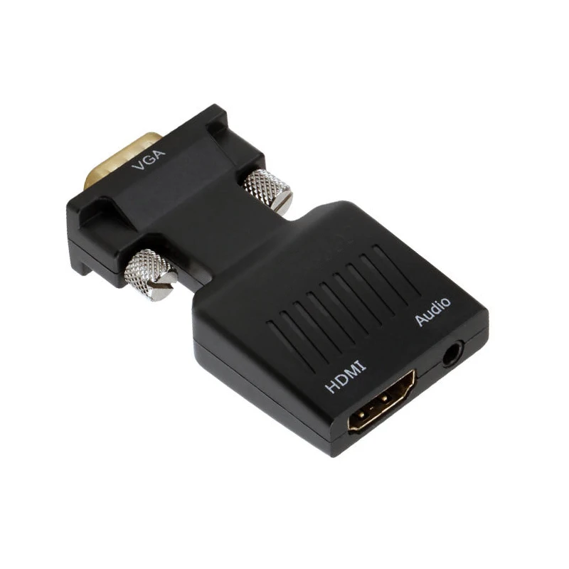 Male VGA to Female HDMI Video Converter Adapter Up to Full HD 1080P with 3.5mm L / R Audio Input for PC TV Projector vention hdmi to dvi converter full hd 1080p audio converter adapter with dual audio interface for hdtv projector drop shipping