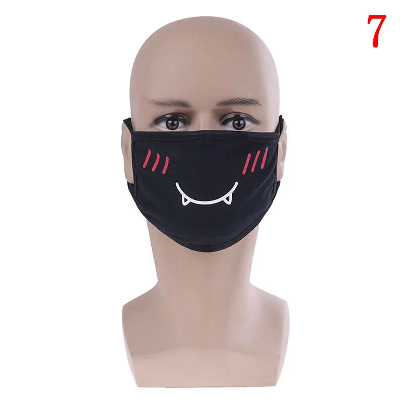 1 шт. черная хлопковая полумаска для лица зубы буквы рот Аниме хлопок Пылезащитная маска для лица Черный Унисекс Мультяшные маски