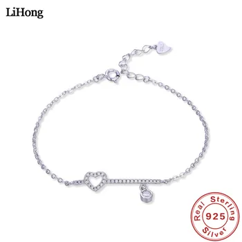 

New Design 925 Sterling Silver Bracelet With AAA Zircon Love Key Bracelet Woman Charm Jewelry