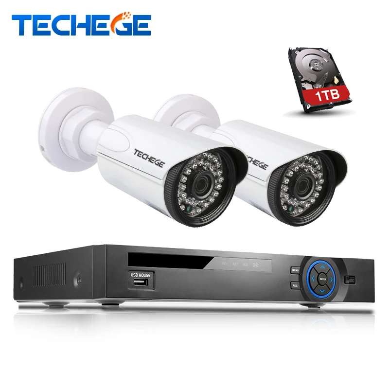 

Techege 4CH 1080P HDMI NVR 1280*720P IP camera IR Outdoor Weatherproof 1.0MP IP camera P2P NVR system Surveillance System Kit