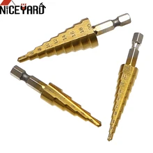 NICEYARD 3-12mm 4-12mm 4-20mm Pratical Step Drill High Speed Steel Wood Metal Drilling Hand Tools Set Titanium Plating