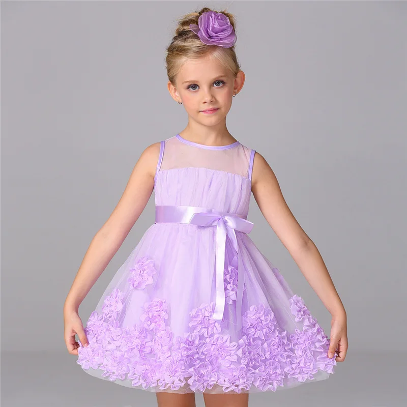 Big 3D Flower Rose Children Dress Girls New 2017 Summer Brand Fashion