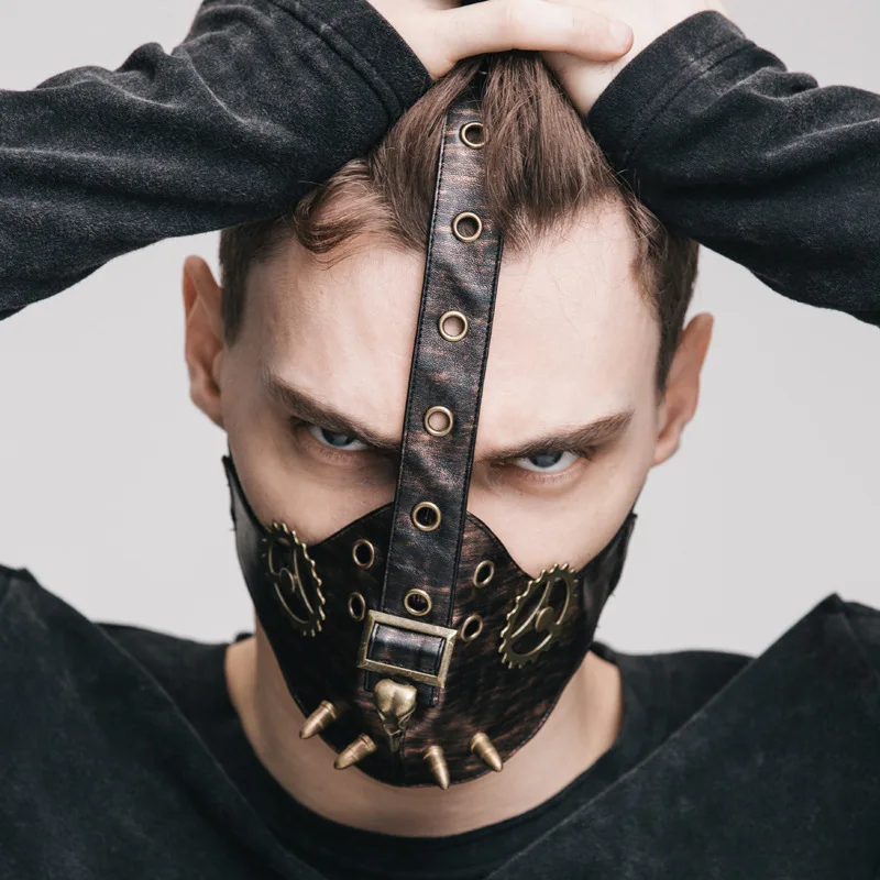 

New Punk Cool Personality Mask Punk Rivets Anti Haze Air Cycling Masks Gear Punk Death Bird Gear Skin Mask Black Mask Face