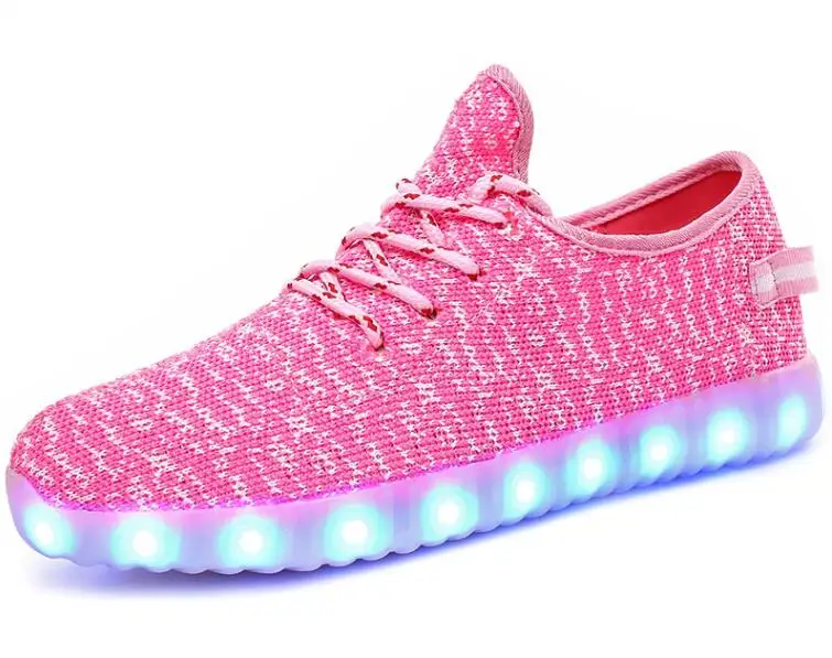 Для мужчин Для женщин детей USB Зарядное устройство свет обувь унисекс Повседневное спортивные для детей и взрослых модные мальчики и девочки кроссовки обувь на шнуровке - Цвет: as picture Pink