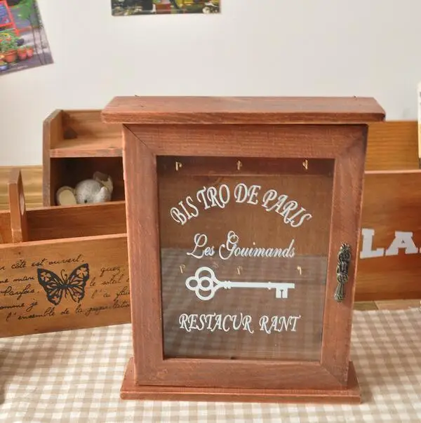 

DIY Handmade Boxes Cargo Organizer Storage Box Simple Small Key Hanging Storage Case Phone Racks Wood Shelf Wood Rack