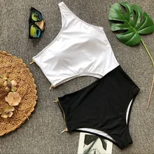 Цельный купальник на одно плечо, купальный костюм, пляжная одежда для женщин, Монокини из кусков