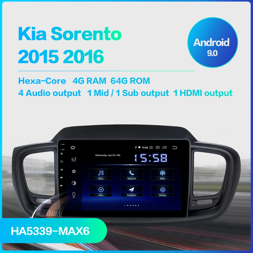 Excellent Dasaita 8" IPS Screen 1 Din Car Radio DSP Android 9.0 for Kia Sorento 2015 2016 2017 2018 Bluetooth GPS Navigation HDMI 2